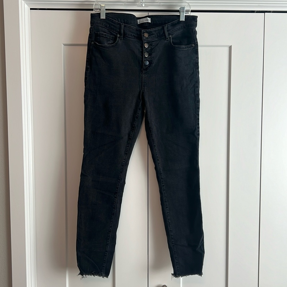 LOFT Modern Skinny Button Fly Black Jeans